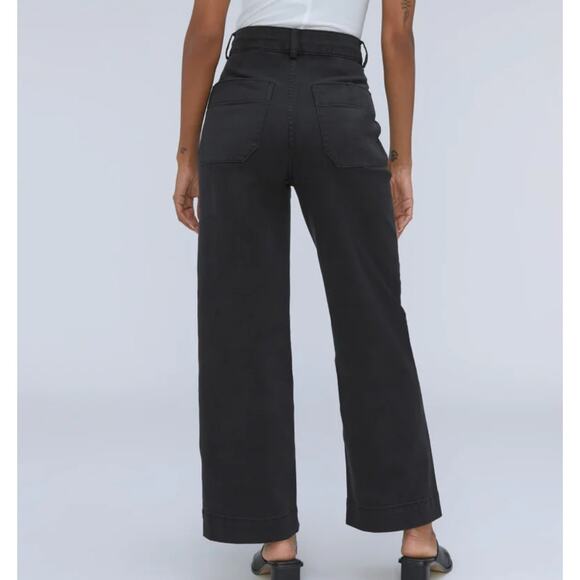 EVERLANE The Organic Cotton Wide Leg Pants Black 12 - Picture 3 of 13